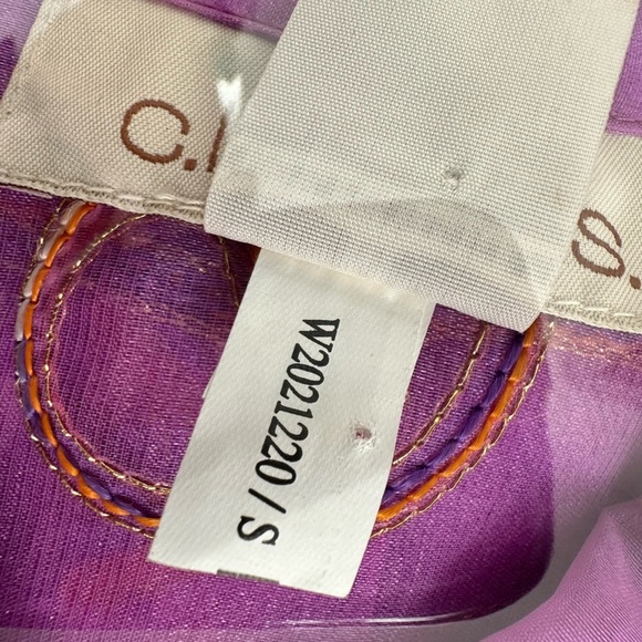 c.l.o.t.h.e.s. Sheer Floral Embroidered Button Front Collared Blouse Purple - Picture 10 of 13